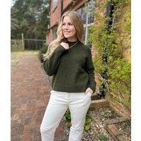 Dark Green Textured Wool Blend Jumper Size 14/16