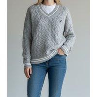 Grey V Neck Oversized Cricket Jumper Size 26/28