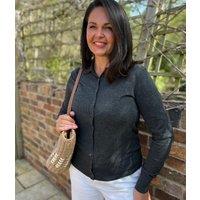 Dark Grey Collared Wool Blend Cardigan Size 20/22