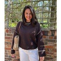 Brown Tipped Detail Relaxed Fit Jumper Size 6/8