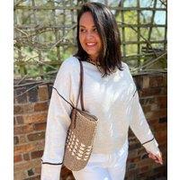 Ecru Tipped Detail Relaxed Fit Jumper Size 16/18