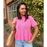 Pink Short Sleeve Peplum Cardigan Size 20/22