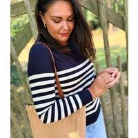 Premium Navy & Ivory Breton Stripe Fine Knit Jumper Size 16/18