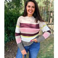 Neutral Pink Stripe Lambswool Jumper Size 20/22