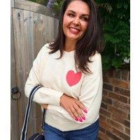 Ivory Crew Neck Heart Jumper Size 12/14