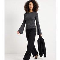 Black Sparkle Ribbed Knit Jumper Size 8/10