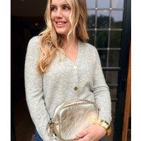 Grey V Neck Alpaca Blend Short Cardigan Size 20/22