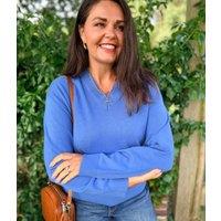 Women's Blue Double V Neck Air Yarn Jumper Size 6/8