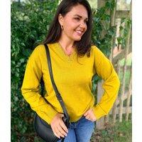 Women's Lime Double V Neck Air Yarn Jumper Size 8/10