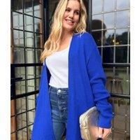 Blue Ribbed Edge to Edge Longline Cardigan Size 22