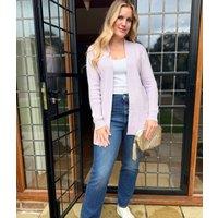 Pale Lilac Ribbed Edge to Edge Longline Cardigan Size 24