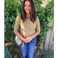 Green Air Yarn Half Sleeve Cardigan Size 6/8