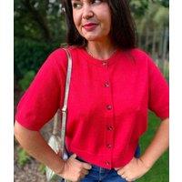 Red Short Sleeve Cardigan Size 8