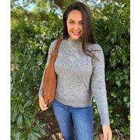 Grey Cable Knit Turtle Neck Jumper Size 16/18