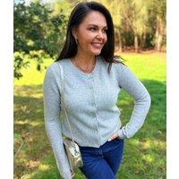 Grey Round Neck Soft Cardigan Size 12/14