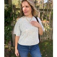 Light Grey Cable Knit Short Sleeve Jumper Size 8/10