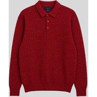 Mens Red Textured Collared Jumper Size XL