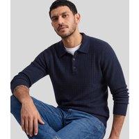 Mens Navy Textured Collared Jumper Size XXL