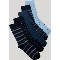 Mens Blue 5 Pack Cotton Rich Socks Size 6/8.5