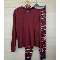 Mens Burgundy Pyjama Set Size XXL