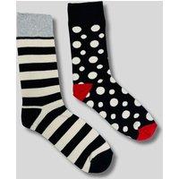 Happy Socks 2 Packs Black Spots & Stripes Size 7-11