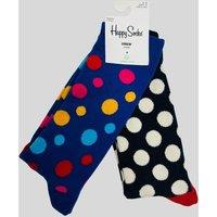 Happy Socks 2 Packs Blue & Navy Spots Size 7-11