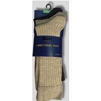 Brown Mix 3pk Mens Lambswool Rich Socks Size 9-12