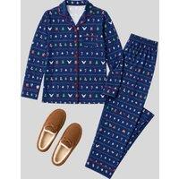 Mens Navy Classic Christmas Pyjamas Size M