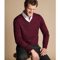 Burgundy Men's Wool Rich V Neck Jumper Size S