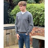 Grey Men's Wool Rich V Neck Jumper Size XXL