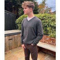 Charcoal Men's Wool Rich V Neck Jumper Size S