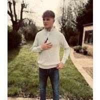 Grey Mens 1/4 Zip Cotton Jumper Size XL