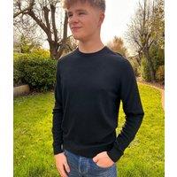 Mens Black Wool & Cashmere Blend Crew Neck Jumper Size M