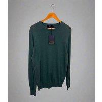 Forest Green Mens Wool & Cashmere Blend Crew Neck Jumper Size M