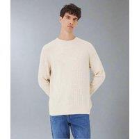 Natural Mens Wool Blend Cable Jumper Size XXL