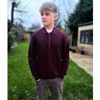 Burgundy Mens Cotton Rich Polo Jumper Size L