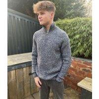 Navy Marl Mens Half Zip Jumper Size L