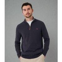 Navy Mens Cotton Half Zip Jumper Size L