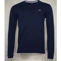 Navy Blue Mens V Neck Logo Jumper Size XXL