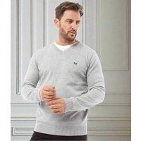 Grey Mens V Neck Logo Jumper Size 3XL
