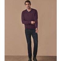 Burgundy Mens V Neck Logo Jumper Size S