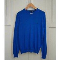 Blue Mens V Neck Logo Jumper Size XL