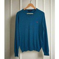 Teal Mens V Neck Logo Jumper Size 3XL