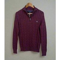 Wine Mens Oarsman Cotton Half Zip Jumper Size XS