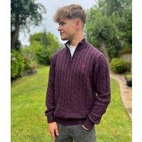 Mahogany Mens Oarsman Cotton Half Zip Jumper Size XL