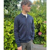 Mens Navy Collared Cardigan Size XL