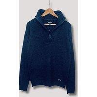 Mens Warm Navy Blue Threadbare Barnhill Knitted Jumper Size S