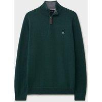 Bottle Green Mens Cotton Half Zip Jumper Size L
