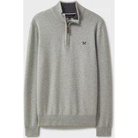 Grey Mens Cotton Half Zip Jumper Size S