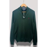 Forest Green Mens Cotton Half Zip Jumper Size 2XL